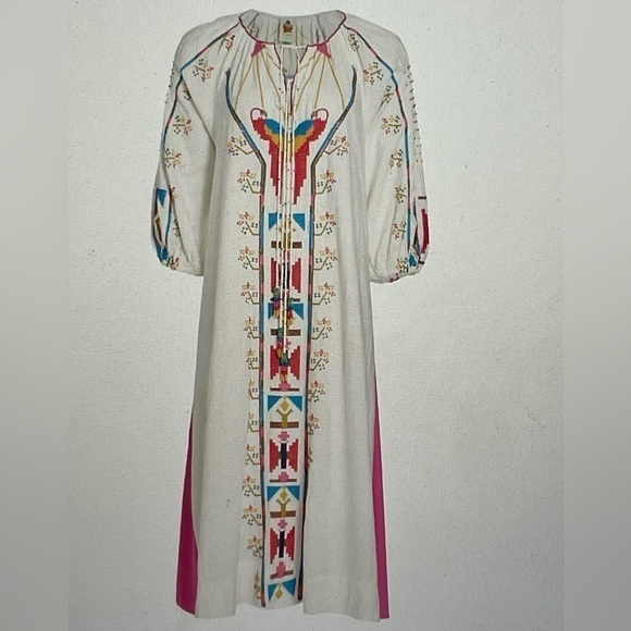 Farm Rio dress maxi embroidered Macaw white NWT sz XL - Picture 1 of 12